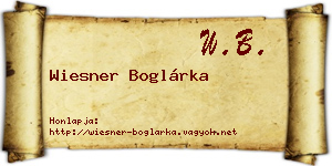 Wiesner Boglárka névjegykártya